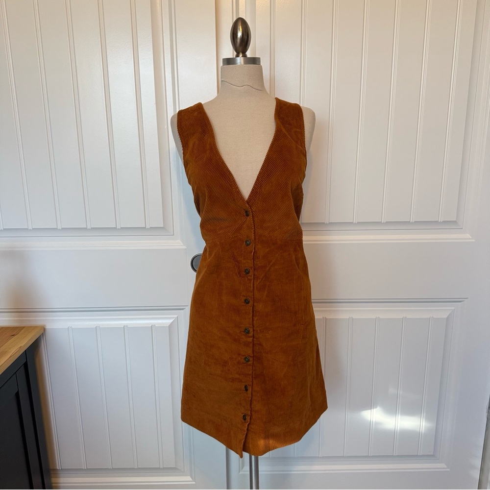 Free People Rolling Thunder Brown Corduroy Cinnamon Jumper Dress